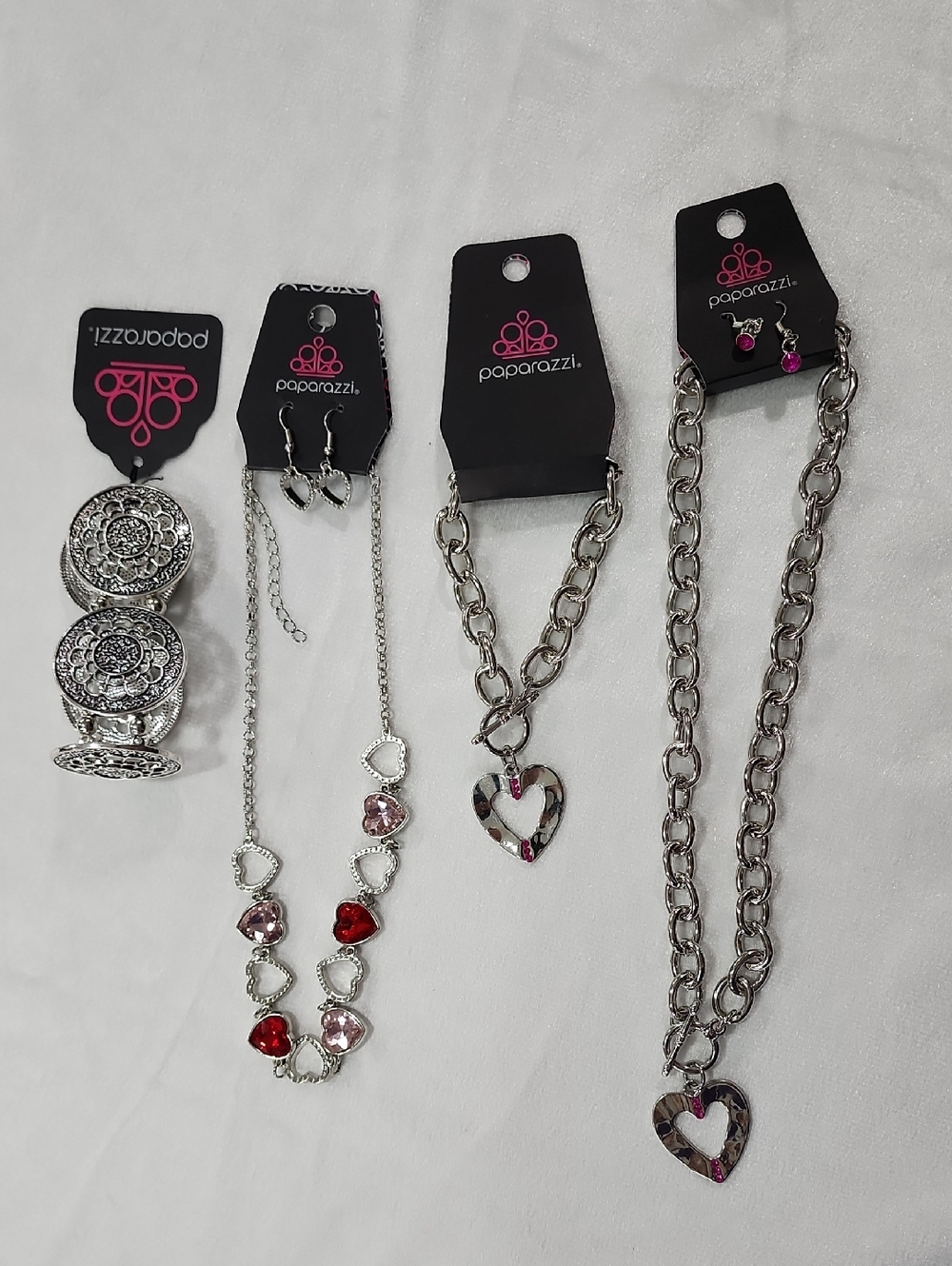 Paparazzi: 2 Necklaces, 2 Bracekets Silver Tone